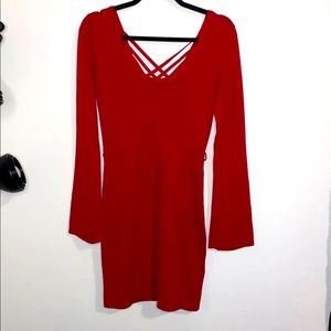 Red long sleeve dress